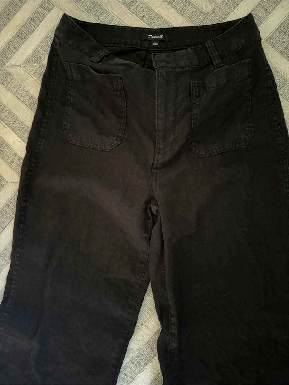 Madewell Black High-Rise Women's Linen pants with Patch Pockets
